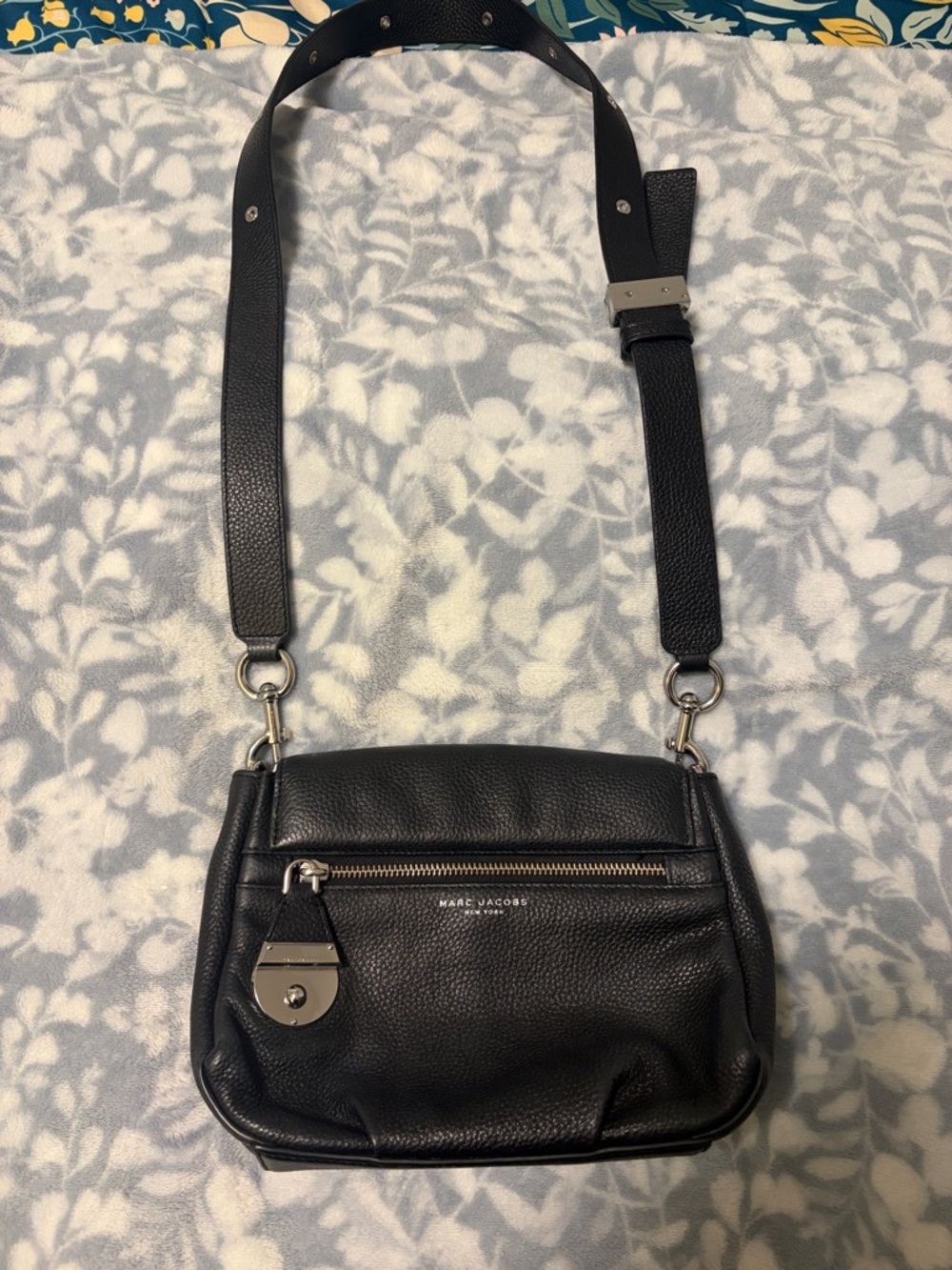 Marc Jacobs Black Pebbled Leather Small Crossbody with Silver Hardware